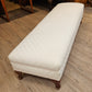 Antique fireside bench, white upholstery