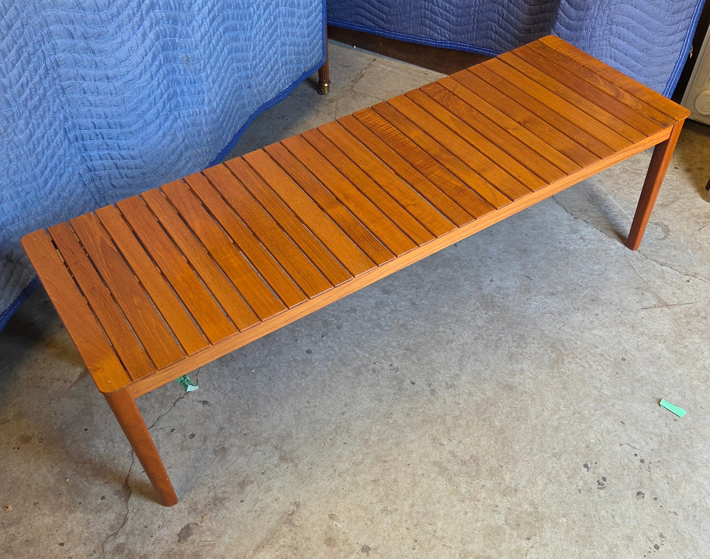 Teak slat coffee table
