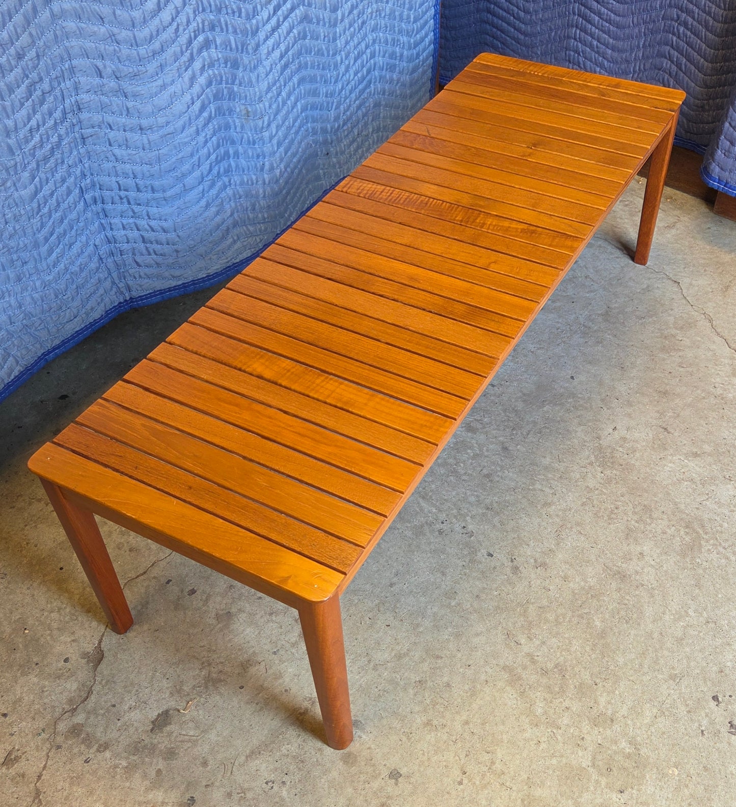 Teak slat coffee table