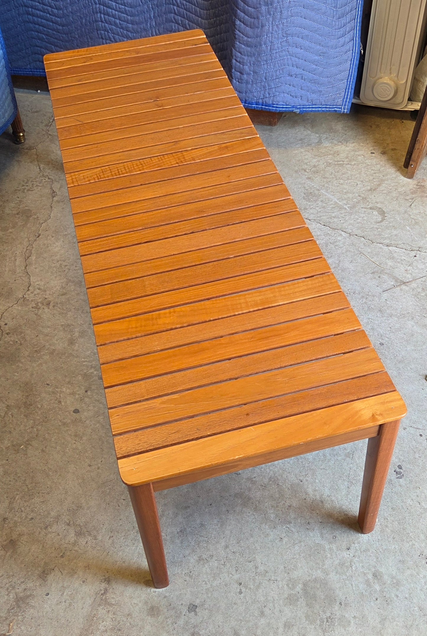 Teak slat coffee table