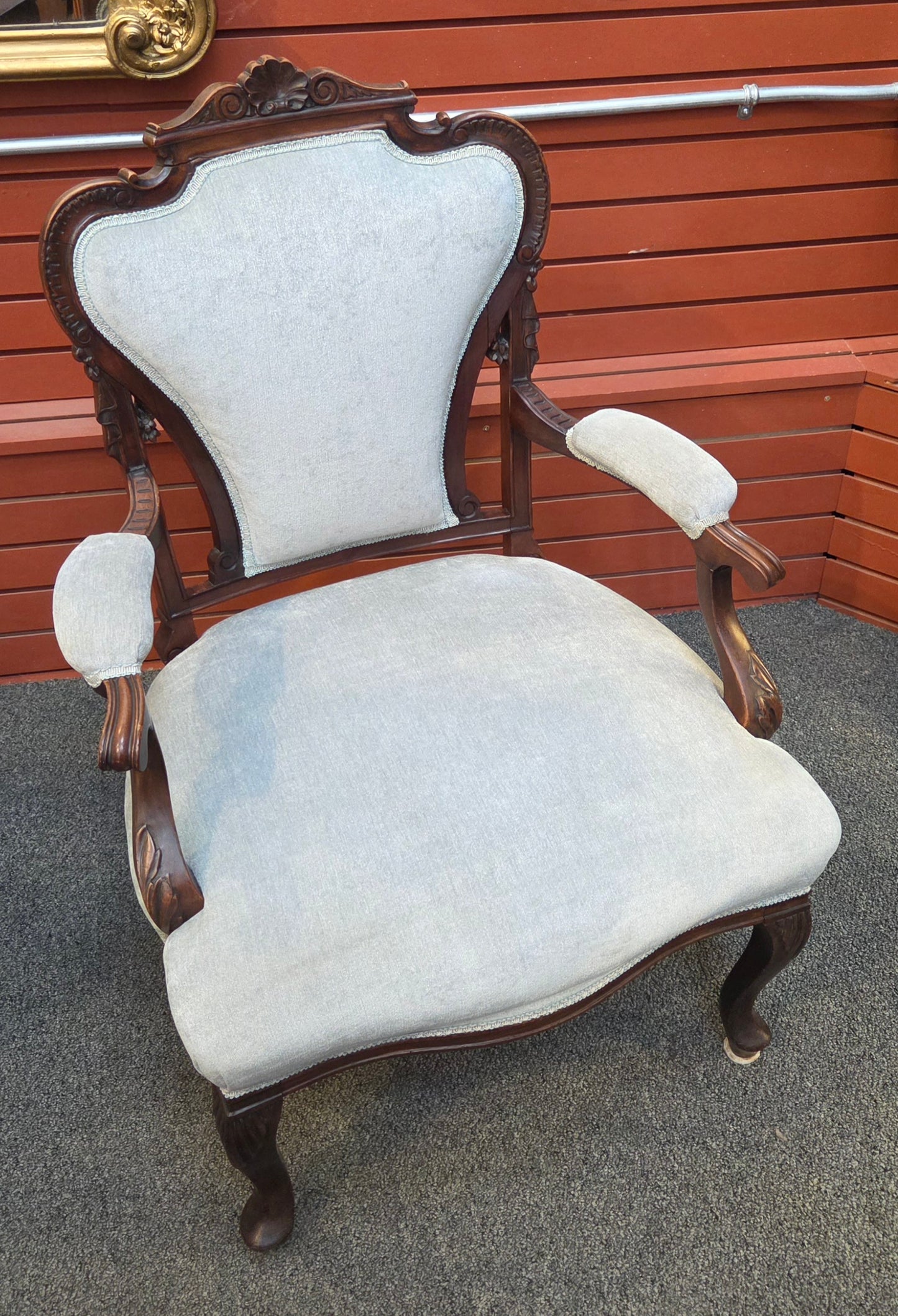 Pair of Victorian upholstered arm chairs