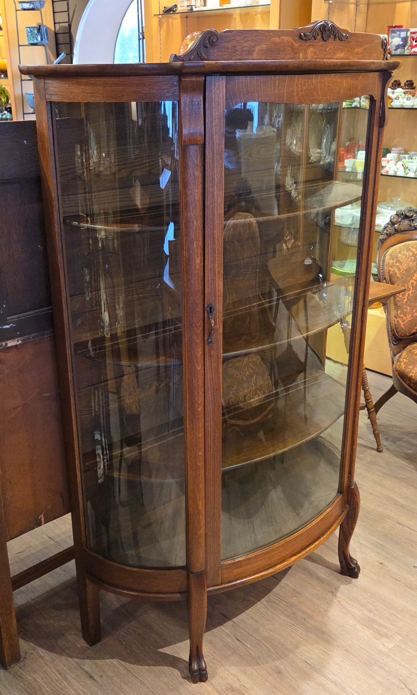 Rounded glass display cabinet, Victorian