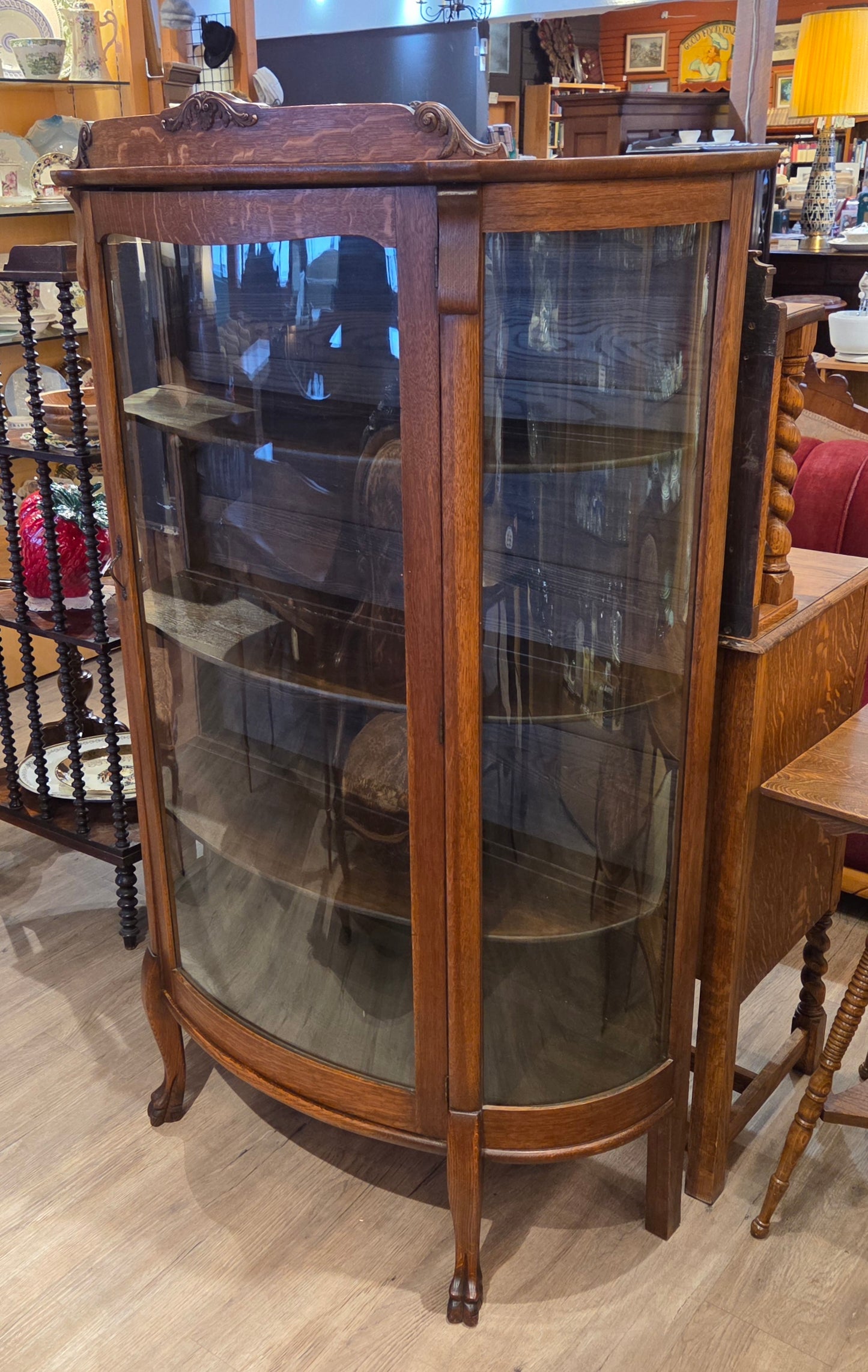 Rounded glass display cabinet, Victorian
