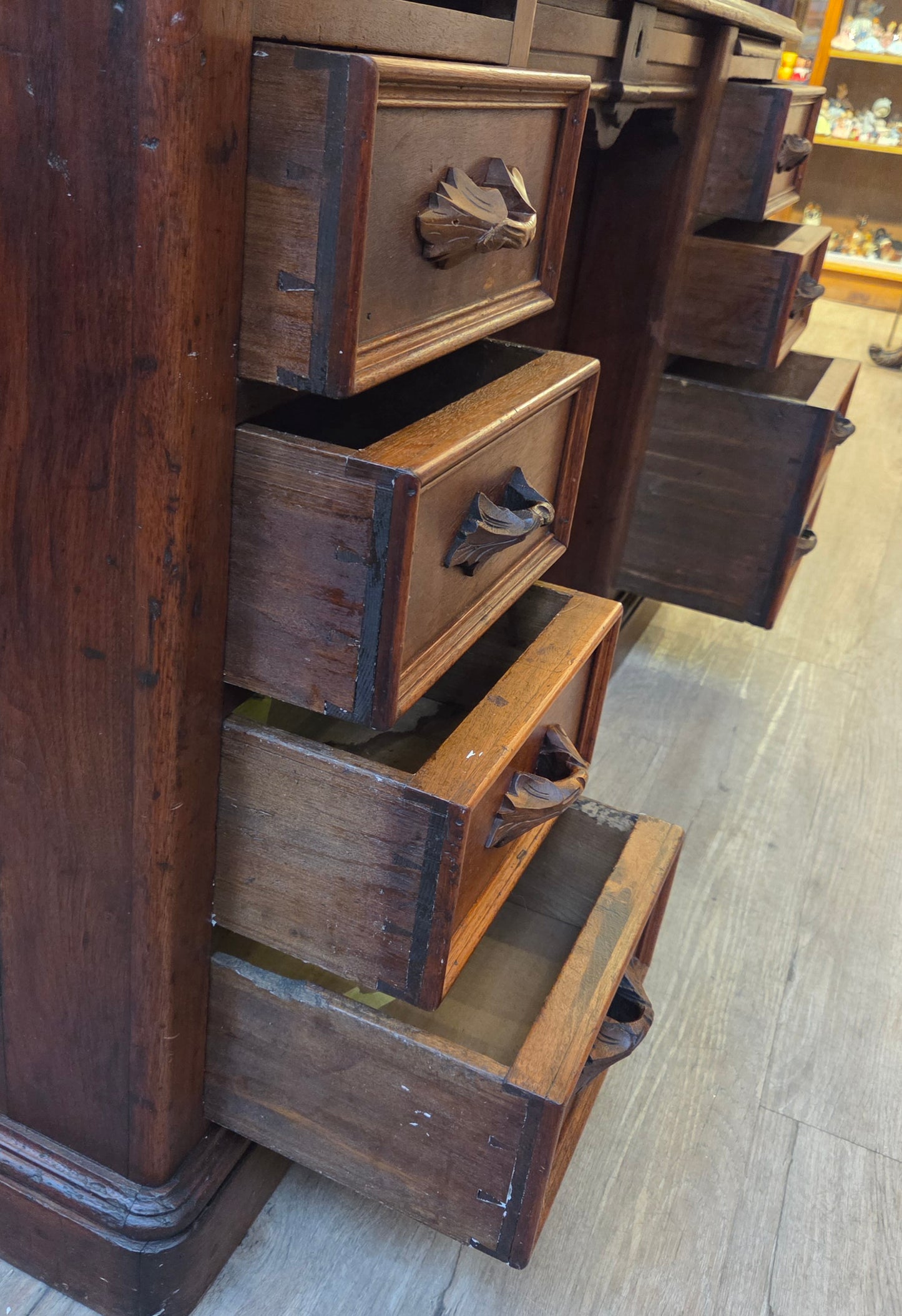 Antique Victorian oak rolltop desk, tambour doors above