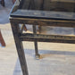 Sofa table, bronzed iron frame, bevelled glass top