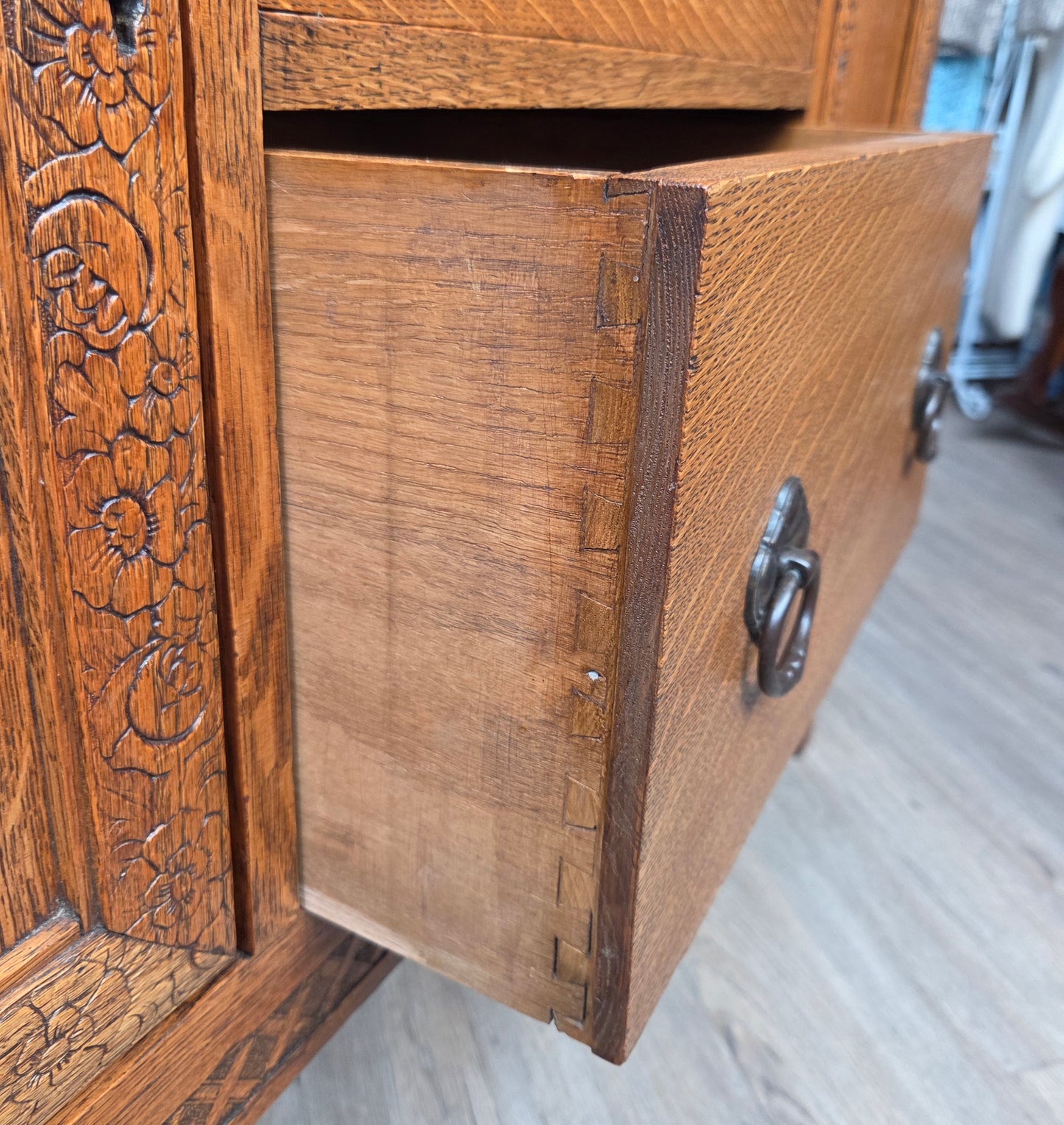 Golden oak barley twist sideboard