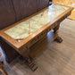 Oak console/hall table with inset marble/stone top