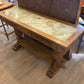 Oak console/hall table with inset marble/stone top