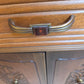 Walnut china cabinet, bakelite handles