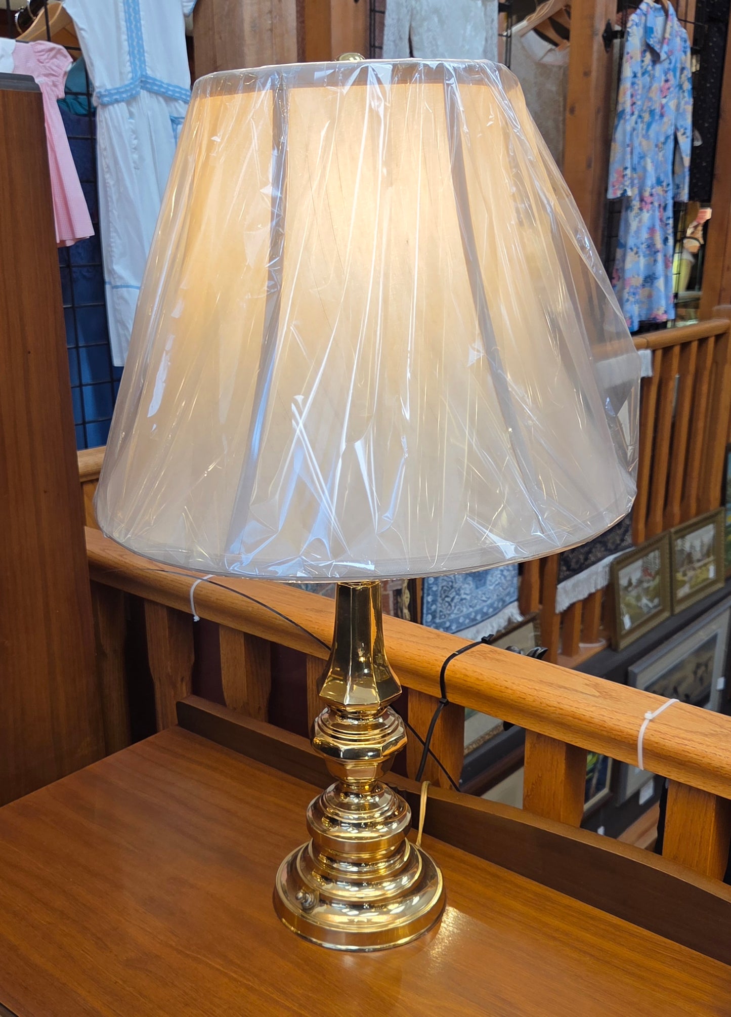 Brass table lamp with new shade
