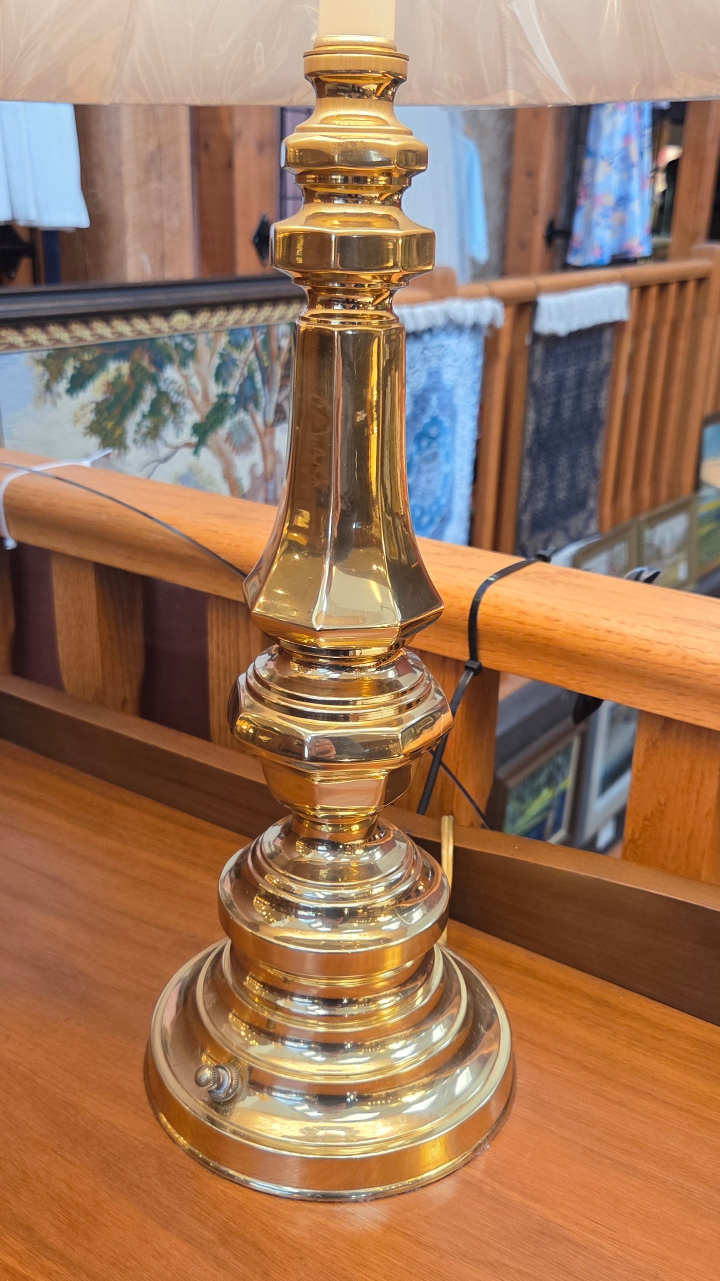 Brass table lamp with new shade