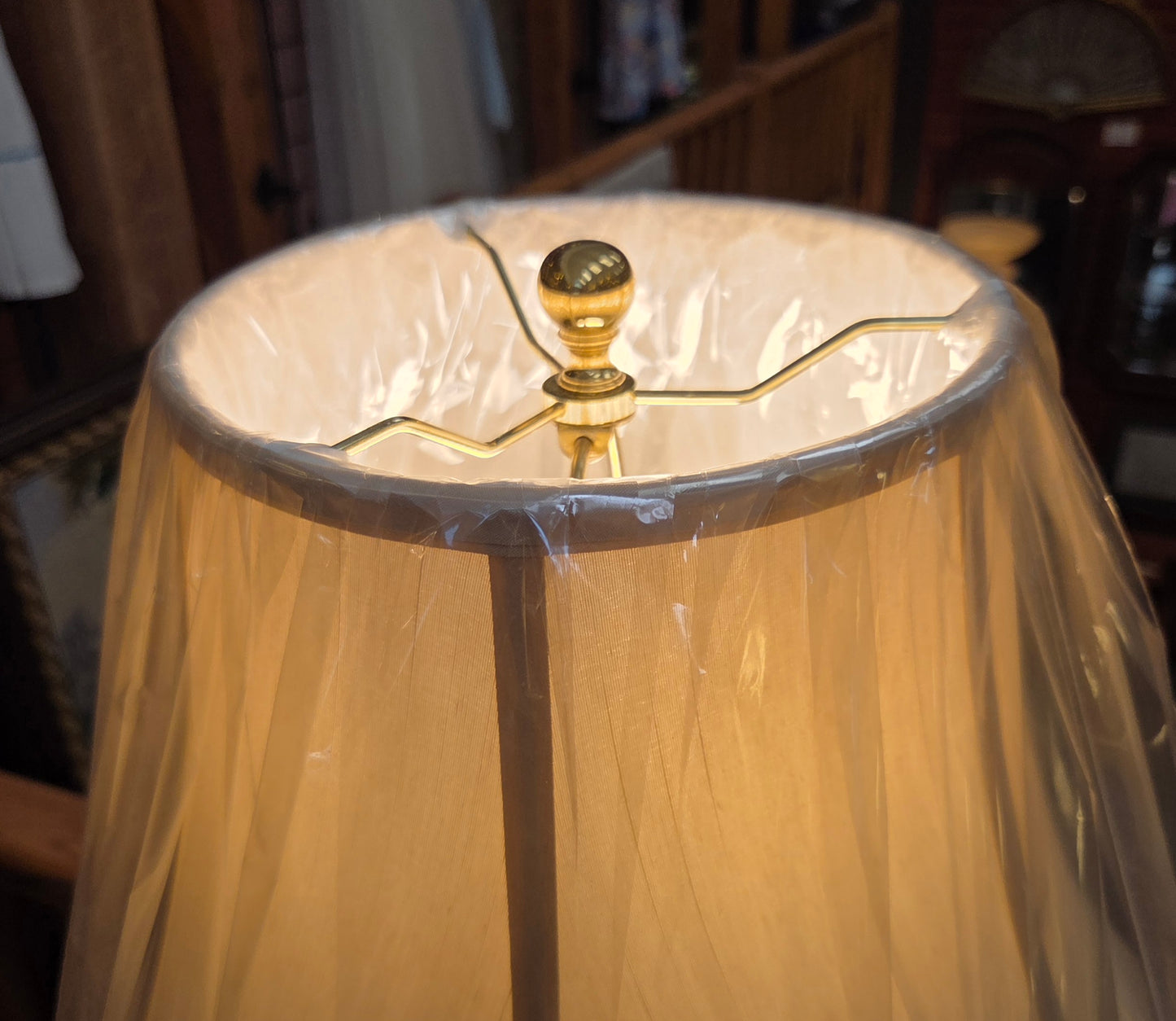 Brass table lamp with new shade