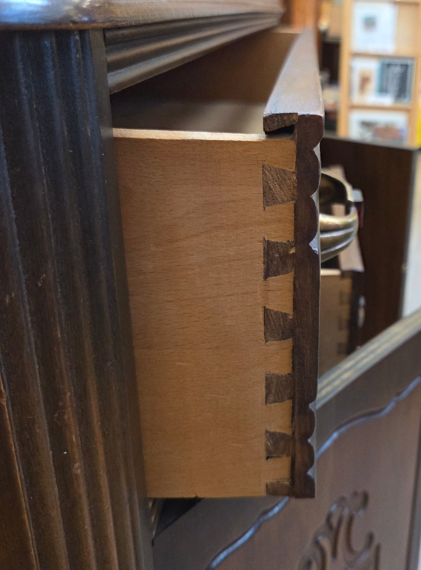 Walnut sideboard, bakelite handles