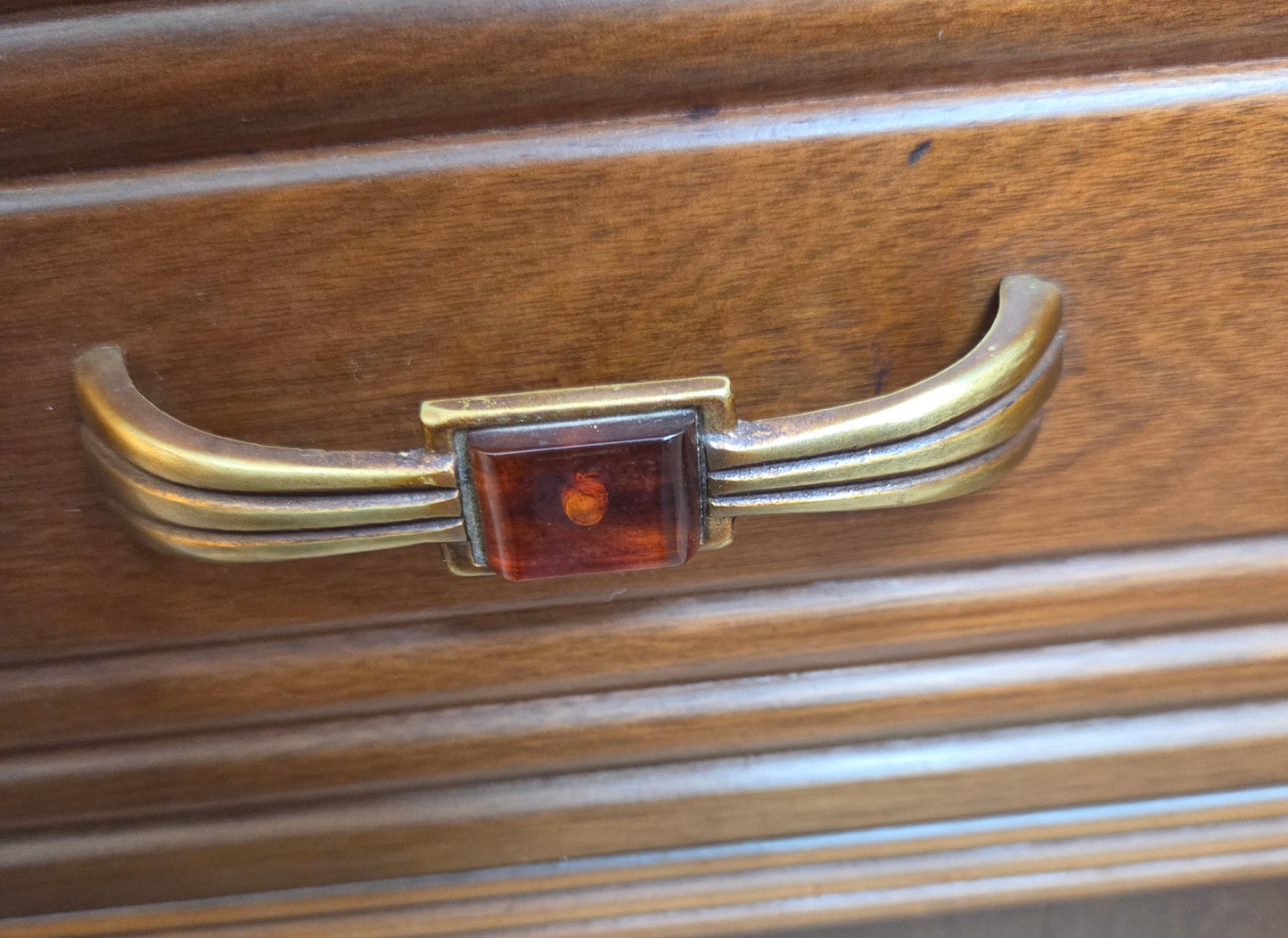 Walnut sideboard, bakelite handles
