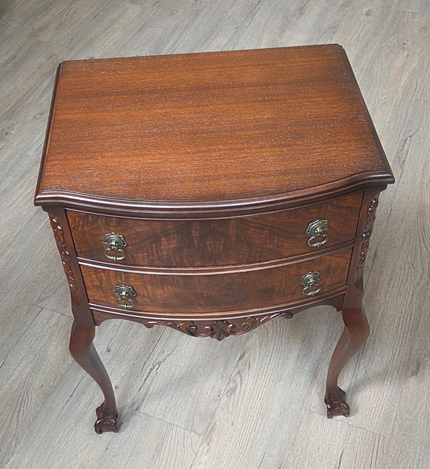 Gibbard night stand (converted from cutlery chest), burled walnut