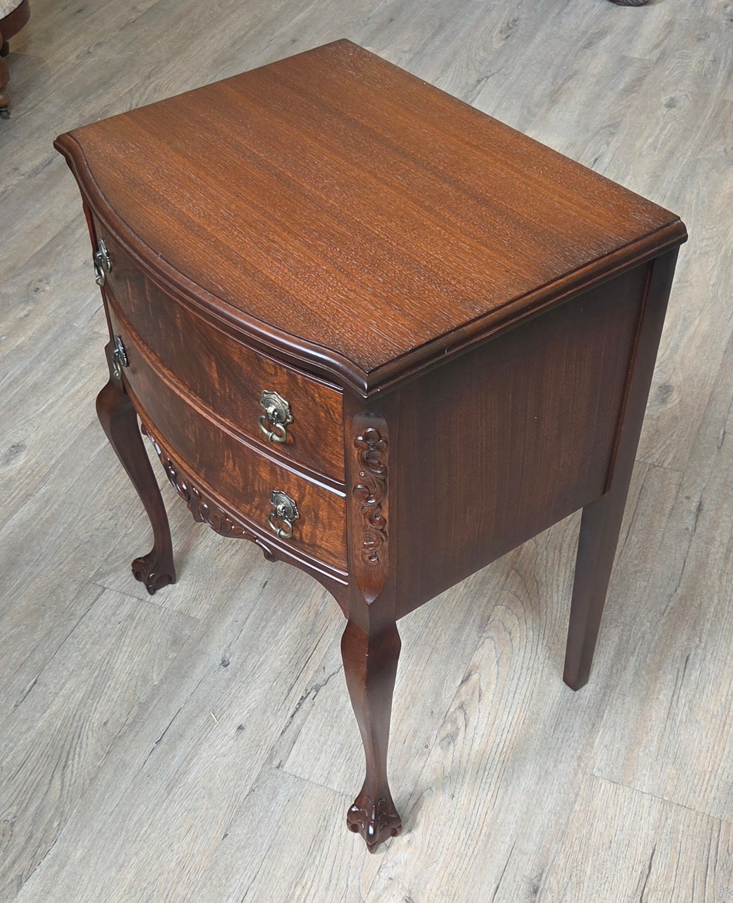 Gibbard night stand (converted from cutlery chest), burled walnut