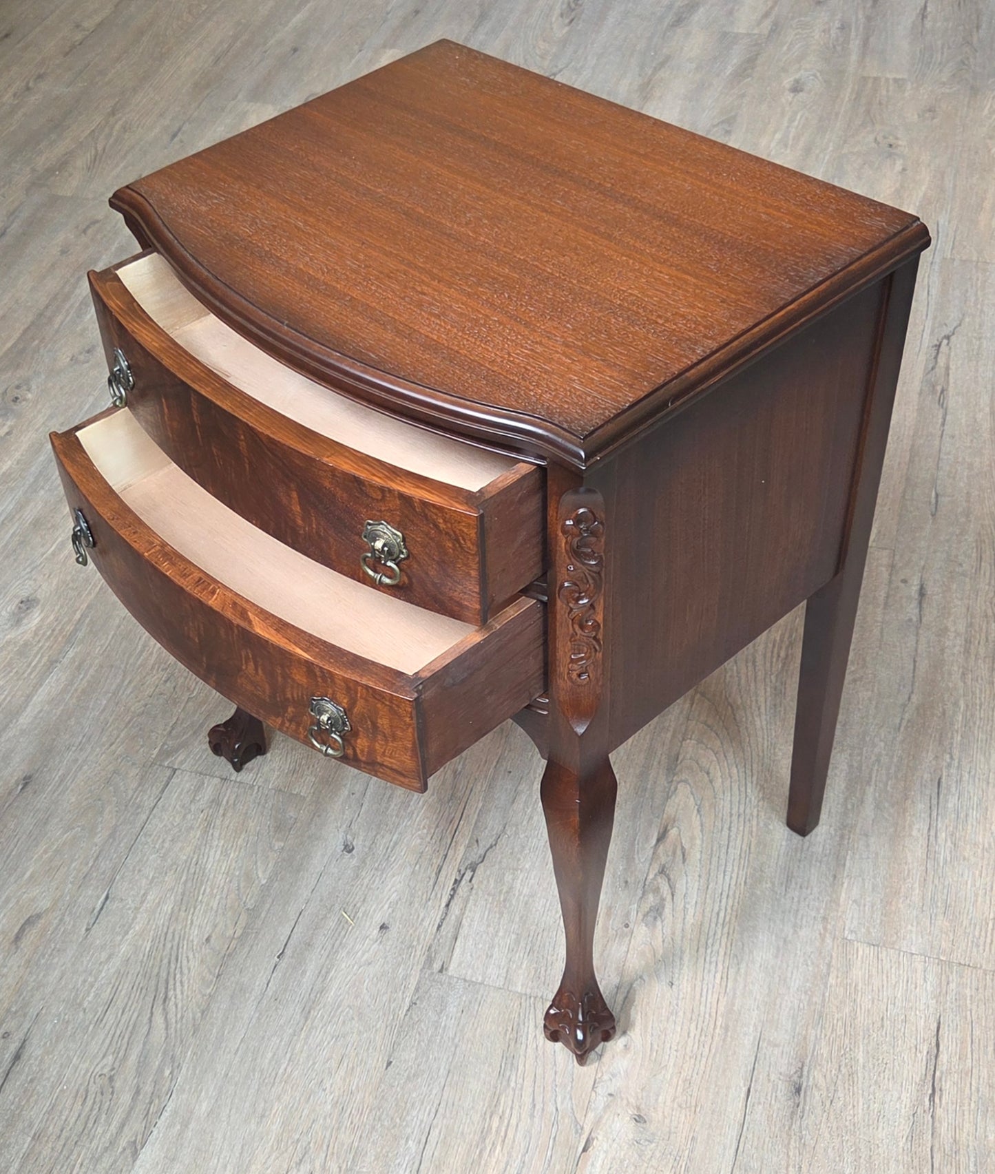 Gibbard night stand (converted from cutlery chest), burled walnut