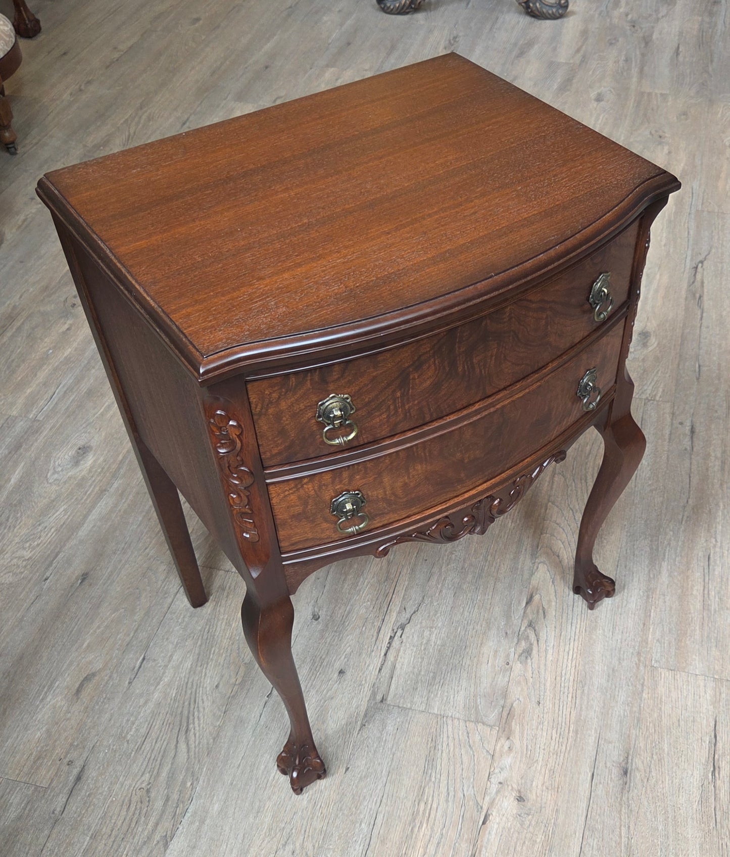 Gibbard night stand (converted from cutlery chest), burled walnut