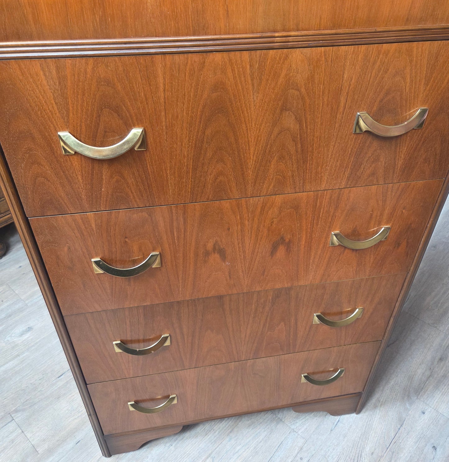 Waterfall highboy, brass handles