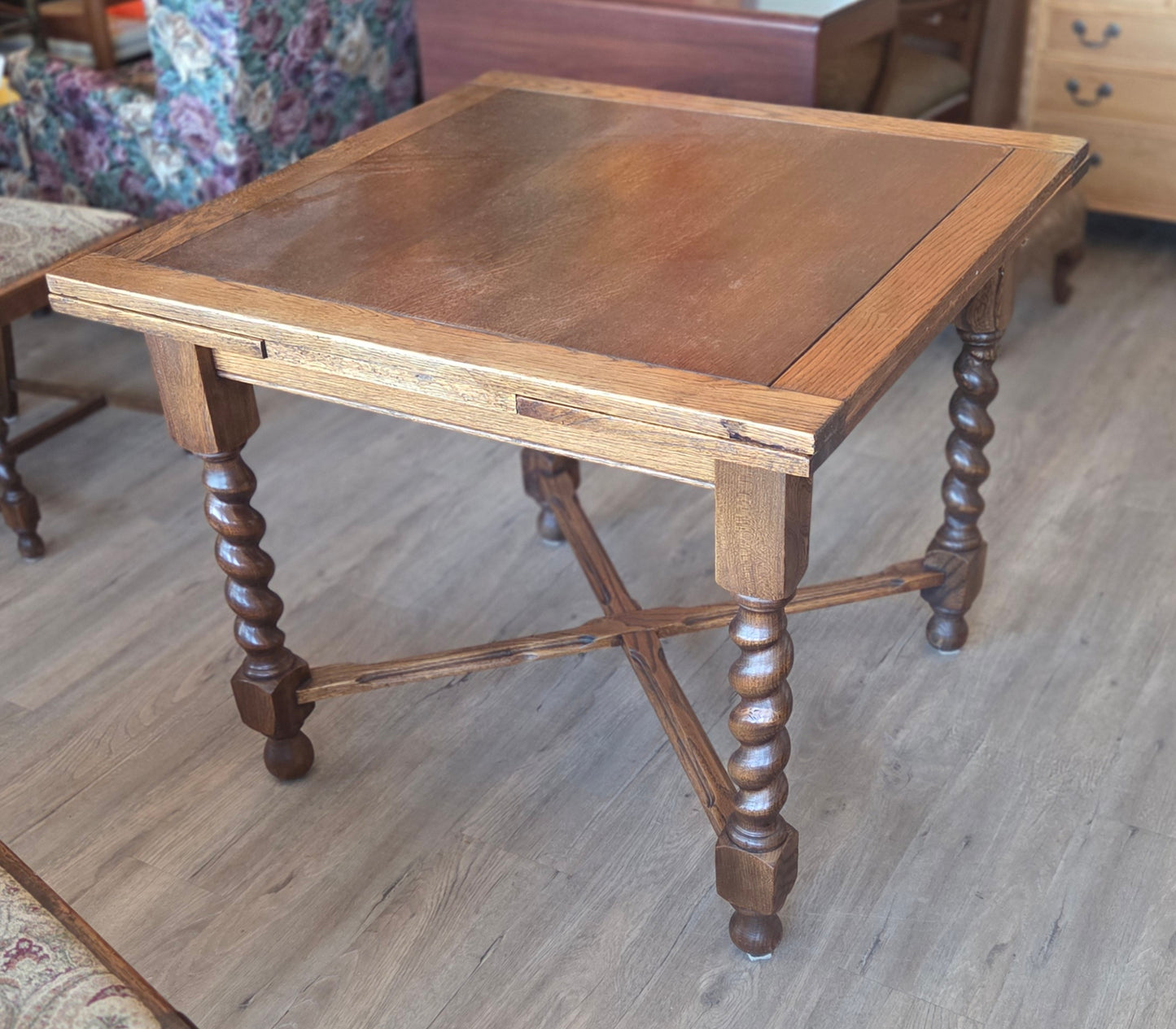 Antique barley twist "bistro" table plus 4 chairs