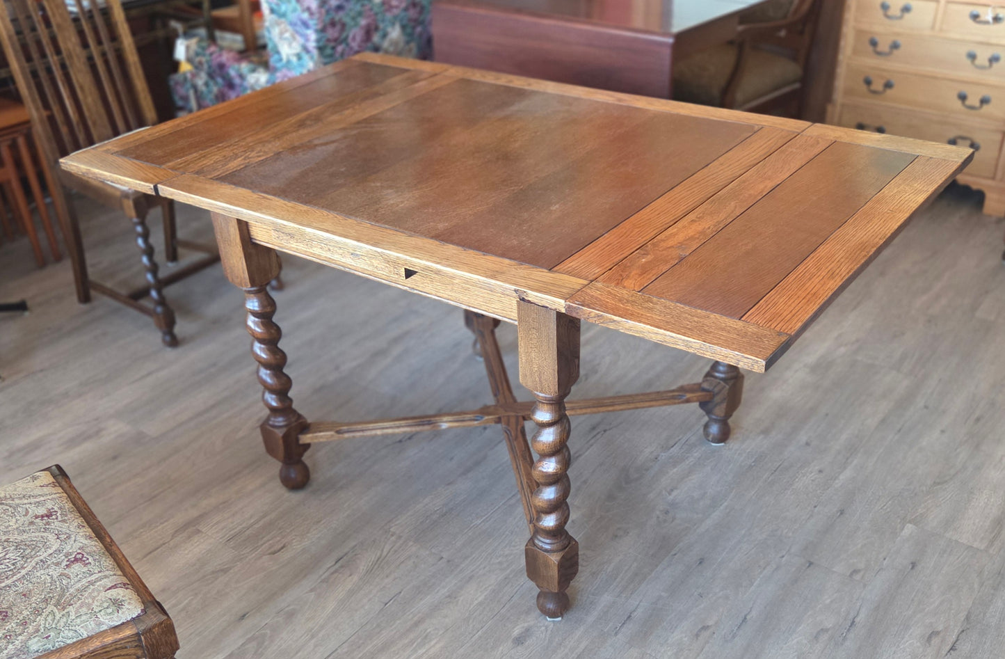 Antique barley twist "bistro" table plus 4 chairs