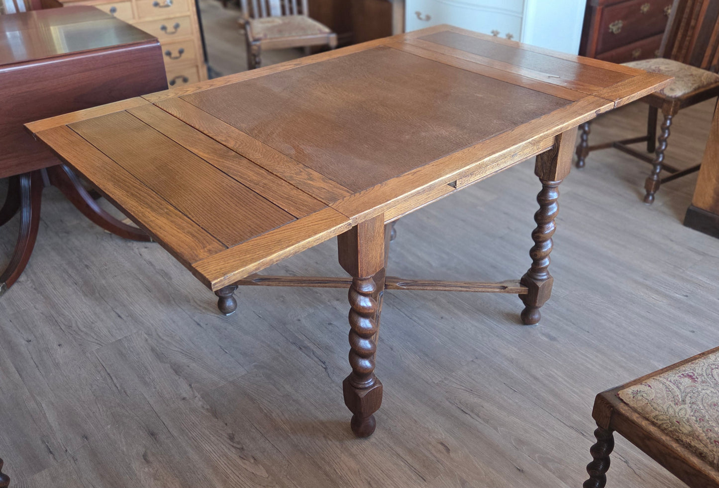 Antique barley twist "bistro" table plus 4 chairs