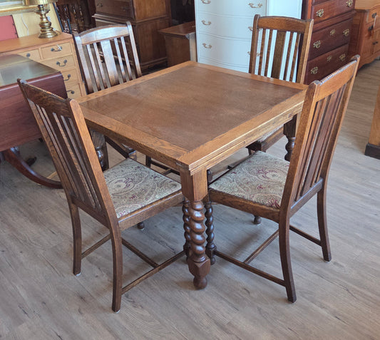 Antique barley twist "bistro" table plus 4 chairs