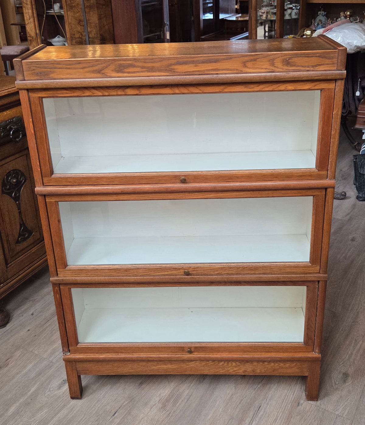 Three level lawyer's bookcase, oak