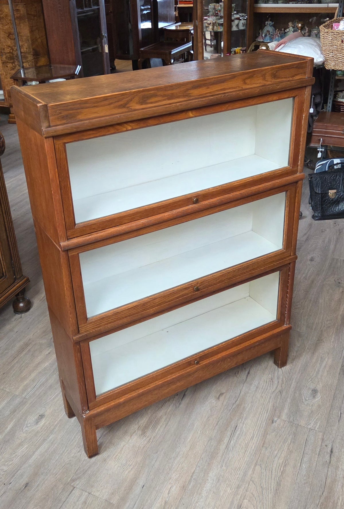 Three level lawyer's bookcase, oak