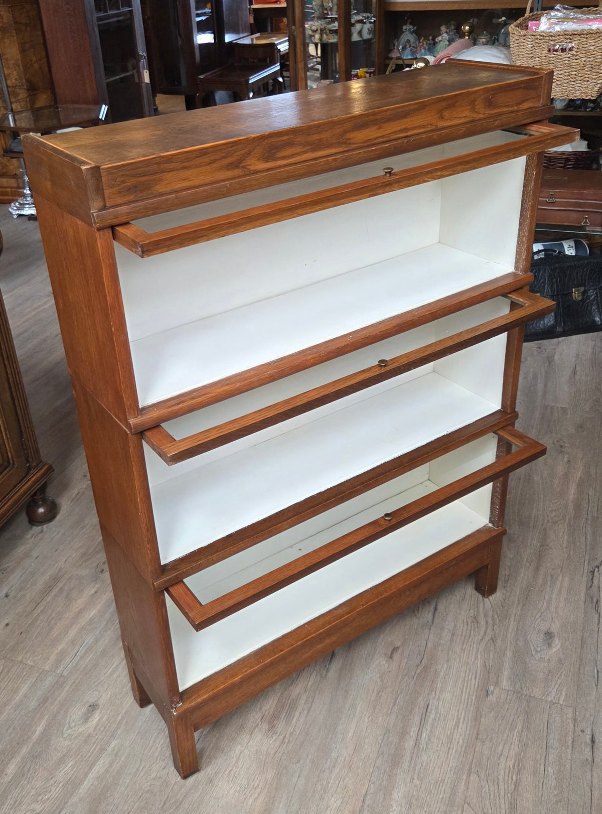Three level lawyer's bookcase, oak