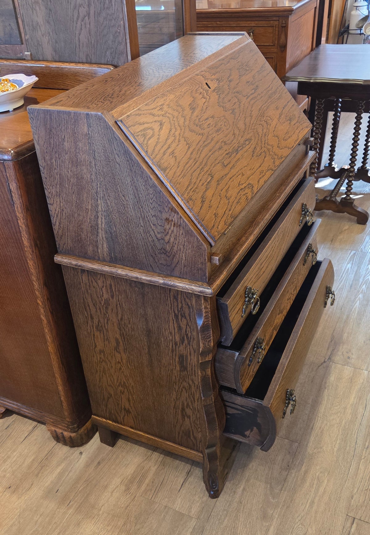 Dark oak drop front desk