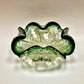 Murano, Art Glass, bowl, Ashtray, Bullicante, Controlled Bubbles, MCM, Quilted, Green, Gold, Silver