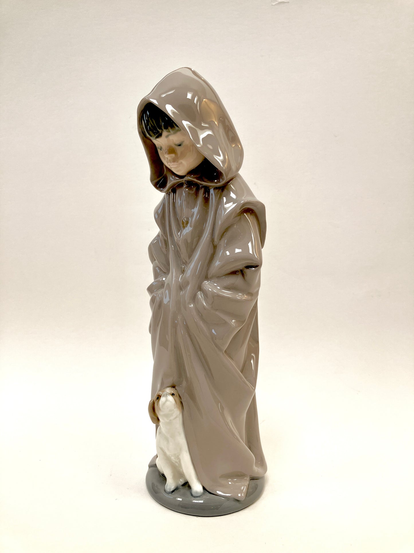 NAO, Lladro, hooded and Cloaked Boy with Dog, Porcelain, Figurine