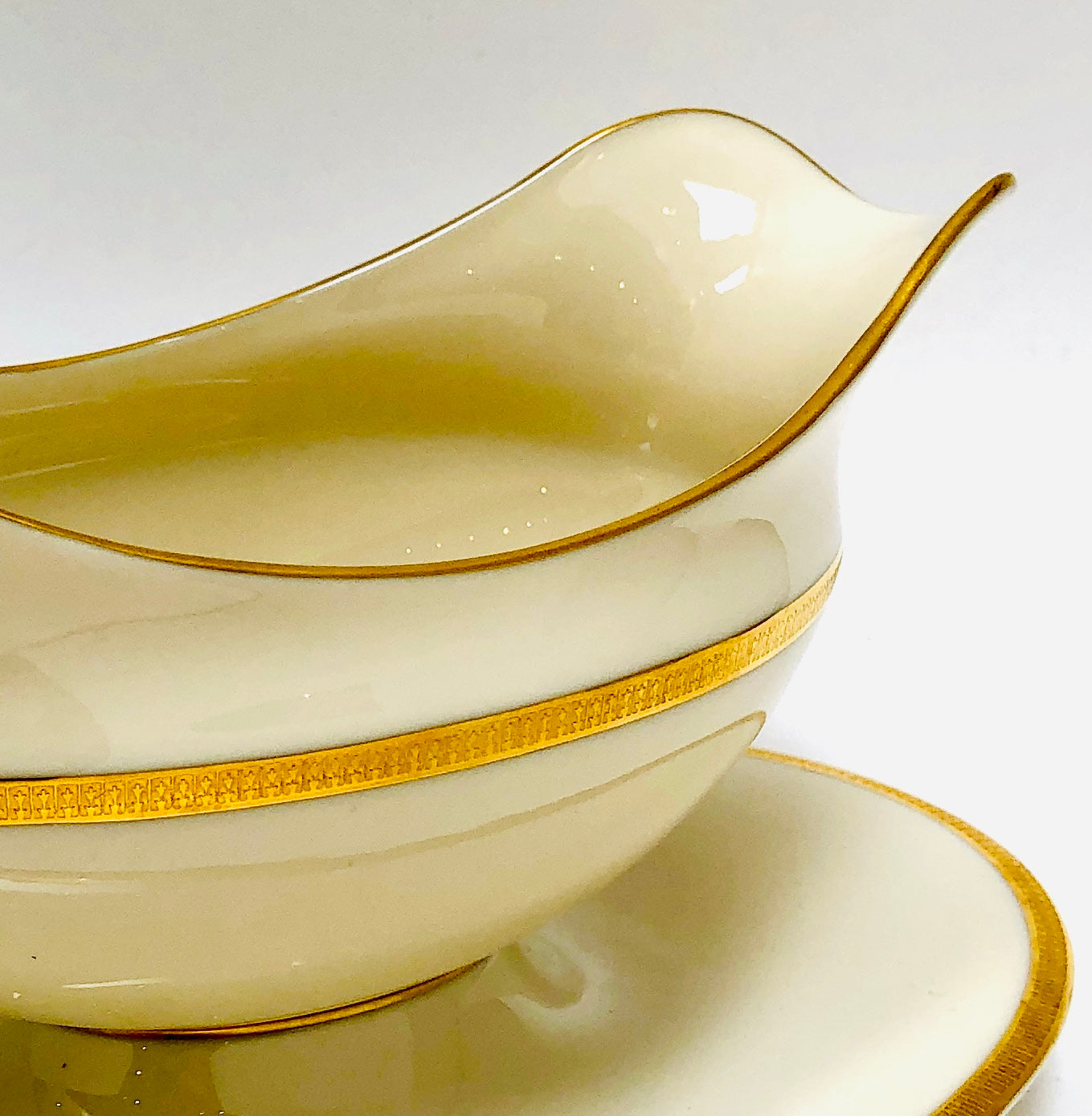 Lenox, Tuxedo, Gravy Boat and Attached Liner, Vintage