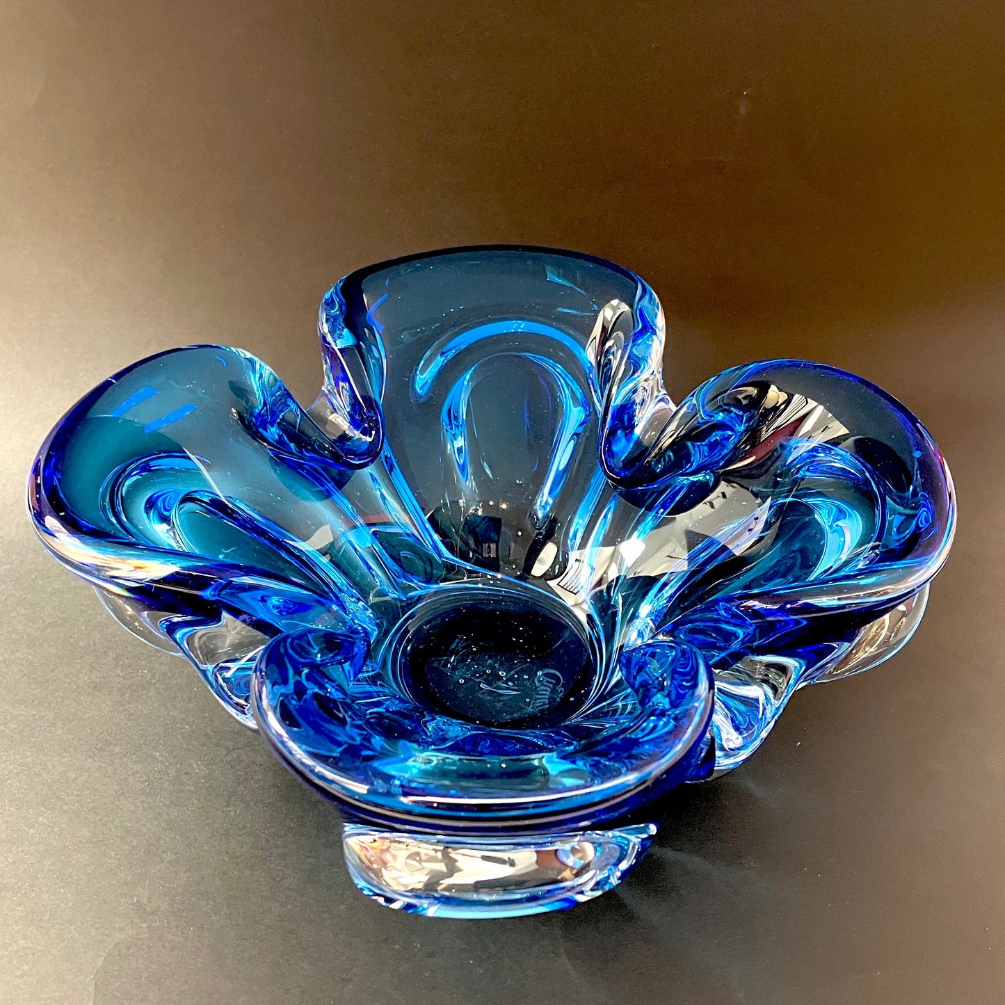 Chalet, Art Glass, Bowl, Ashtray, Blue, Mid-Century Modern