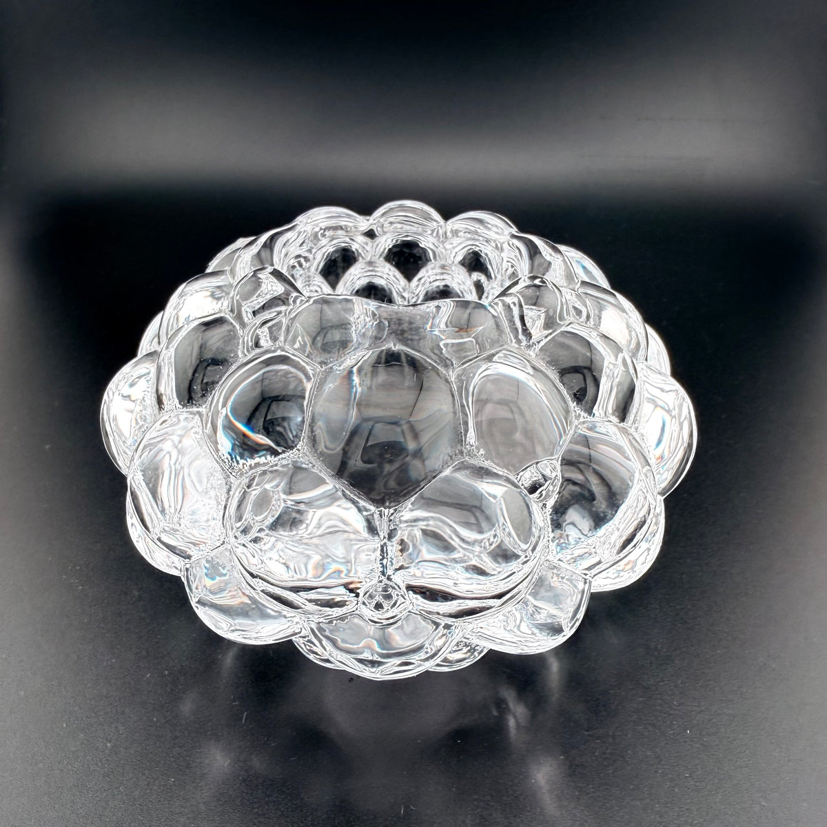 Orrefors, Raspberry, Clear Crystal Glass Votive Candle holder,  Vintage, Anne Nilsson, 1992