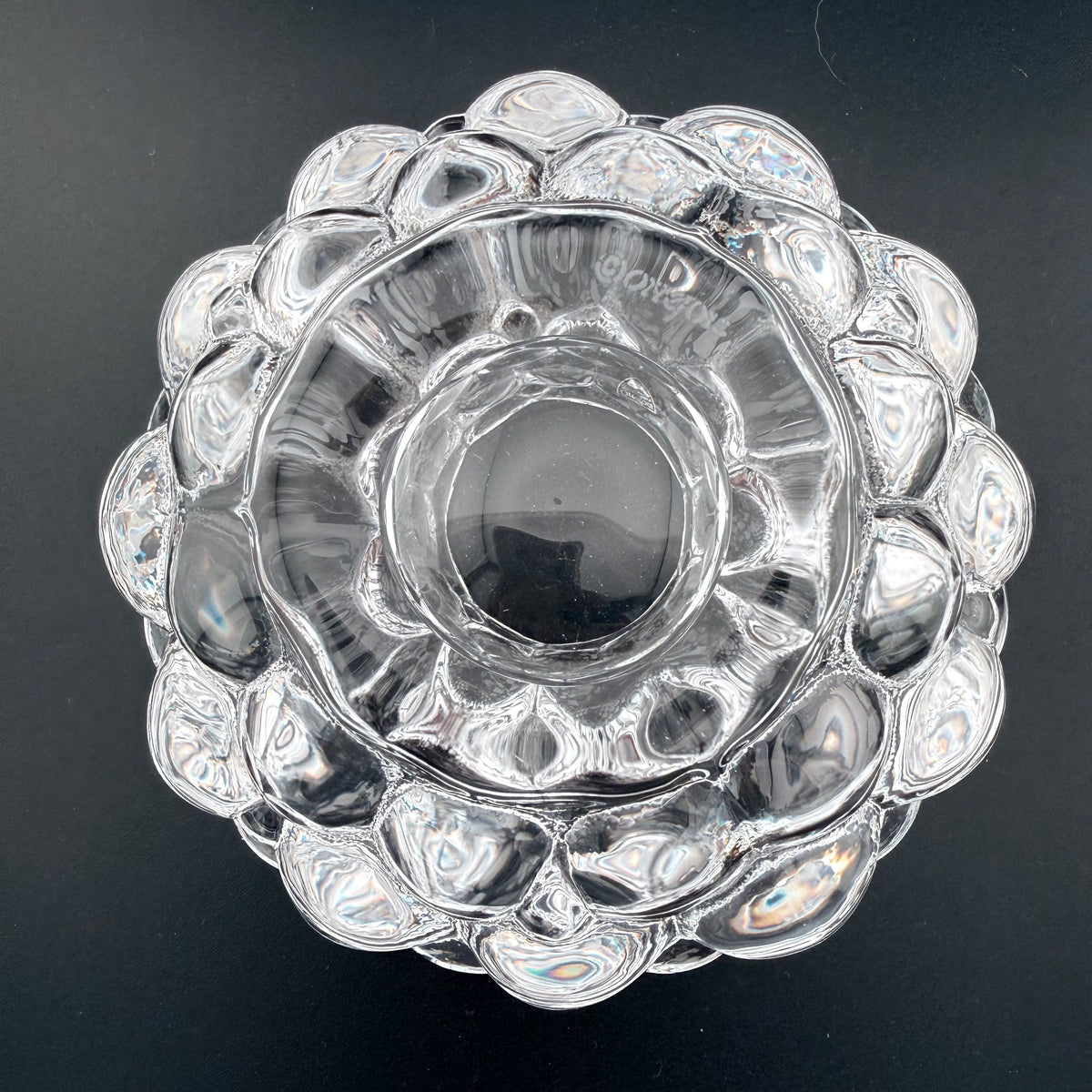 Orrefors, Raspberry, Clear Crystal Glass Votive Candle holder,  Vintage, Anne Nilsson, 1992