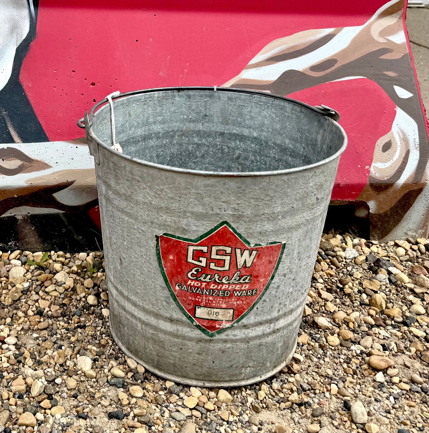 Vintage Metal pail, Galvanized Steel, Bucket, GSW, General Steel Wares