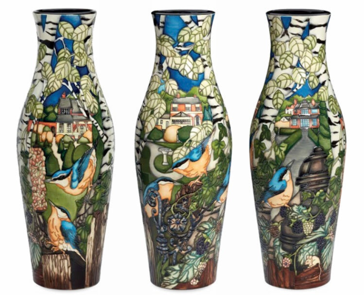 Moorcroft, Vase, A Jar of Nuthatches 120/16, LE 11/25, Ceramic Art Pottery