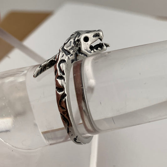 Sterling Silver Open Fanged Mouth Snake Ring