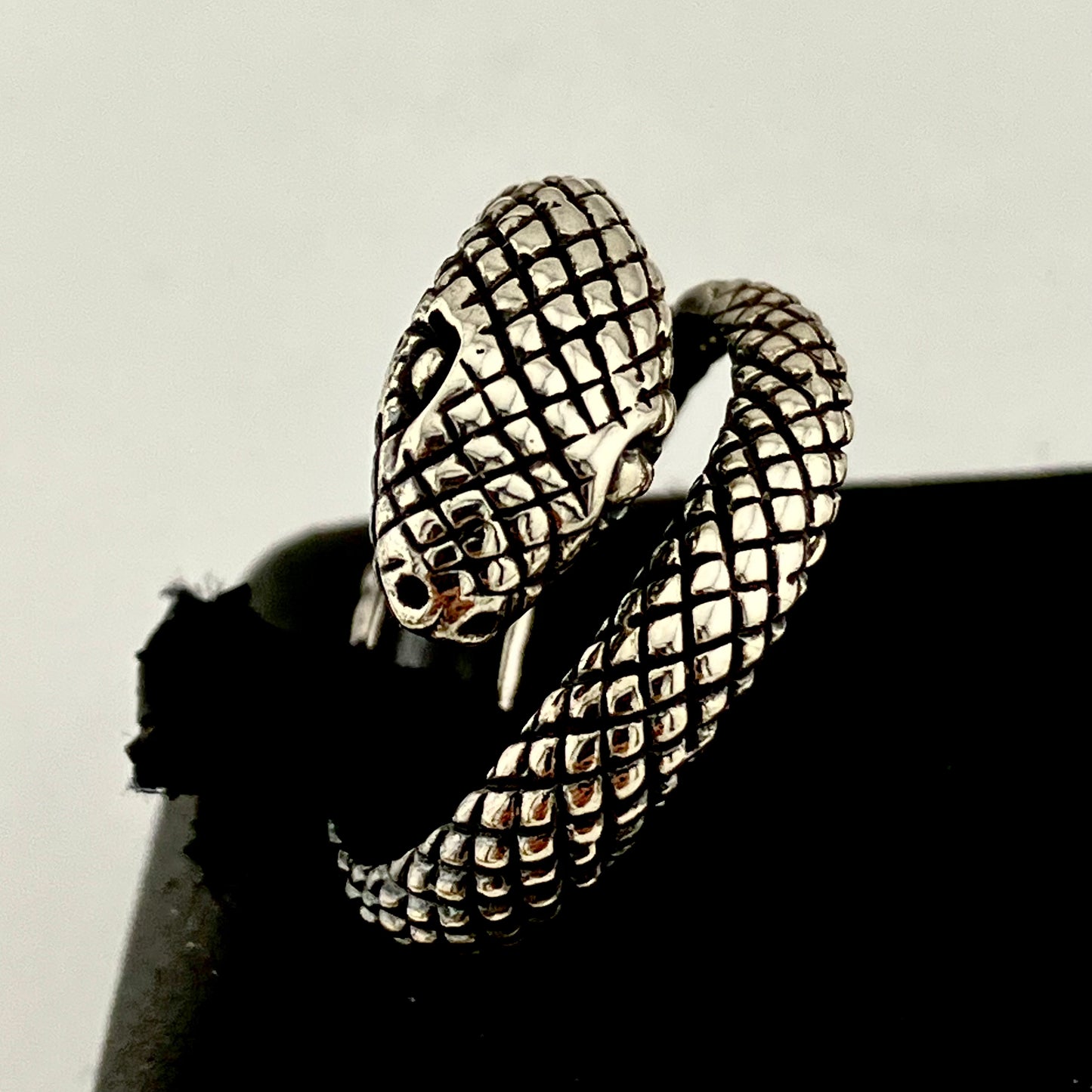 Sterling Silver Half Coiled Delicate Textured scales Snake Ring