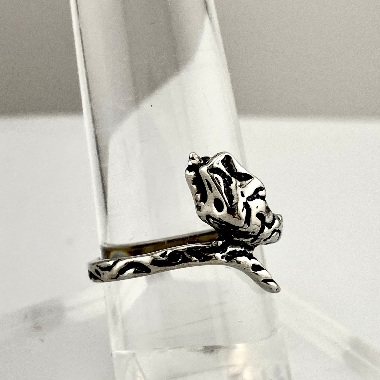 Sterling Silver Open Fanged Mouth Snake Ring