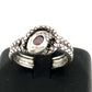 Sterling Silver Coiled and Knotted Scaled Snake Ring with Garnet Accent