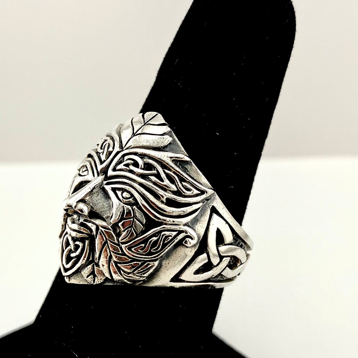 Sterling Silver Solid Green Man Ring