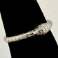 Sterling Silver Delicate Textured Infinity Snake Ring with Cubic Zirconia Eyes