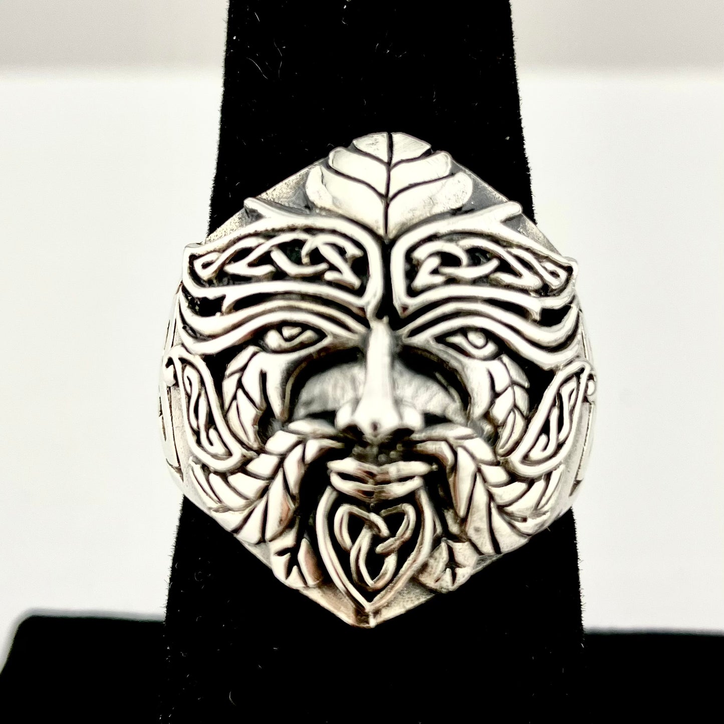 Sterling Silver Solid Green Man Ring