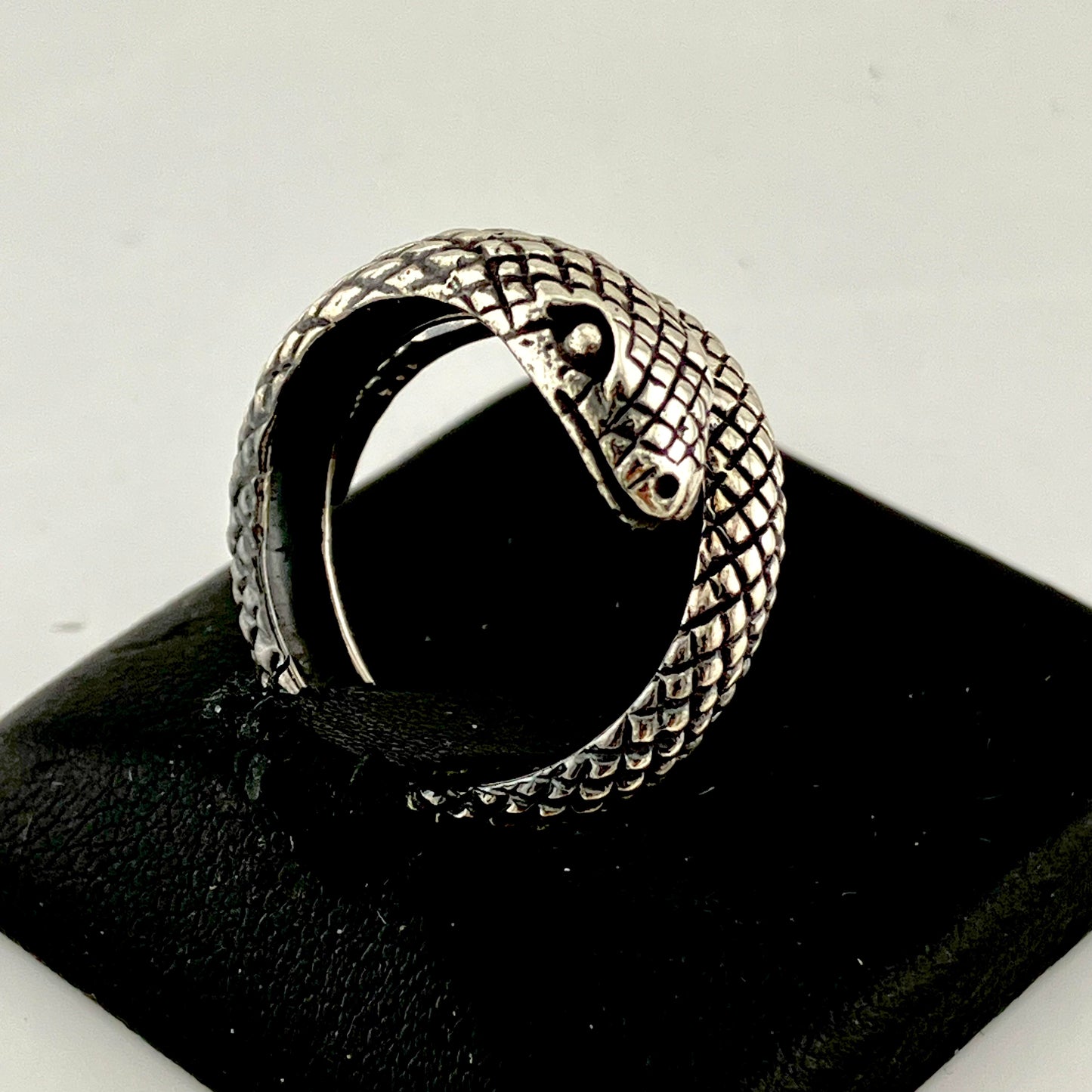 Sterling Silver Half Coiled Delicate Textured scales Snake Ring