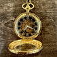 Winding Pocket Watch Non-Vintage Embossed Gold Coloured with Hinged Cover with Embossed Border