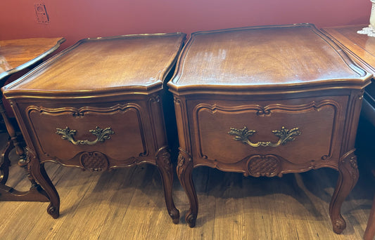 A Matched Pair of Fine Vintage Dark Wood End Tables (Coffee Tables)