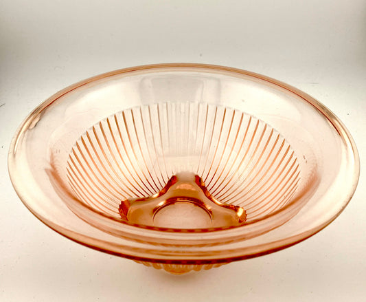 Hazel Atlas, Pink Glass, Depression Glass, Round, Bowl, Mixing Bowl, Kitchen Bowl, Vintage, ~1930s